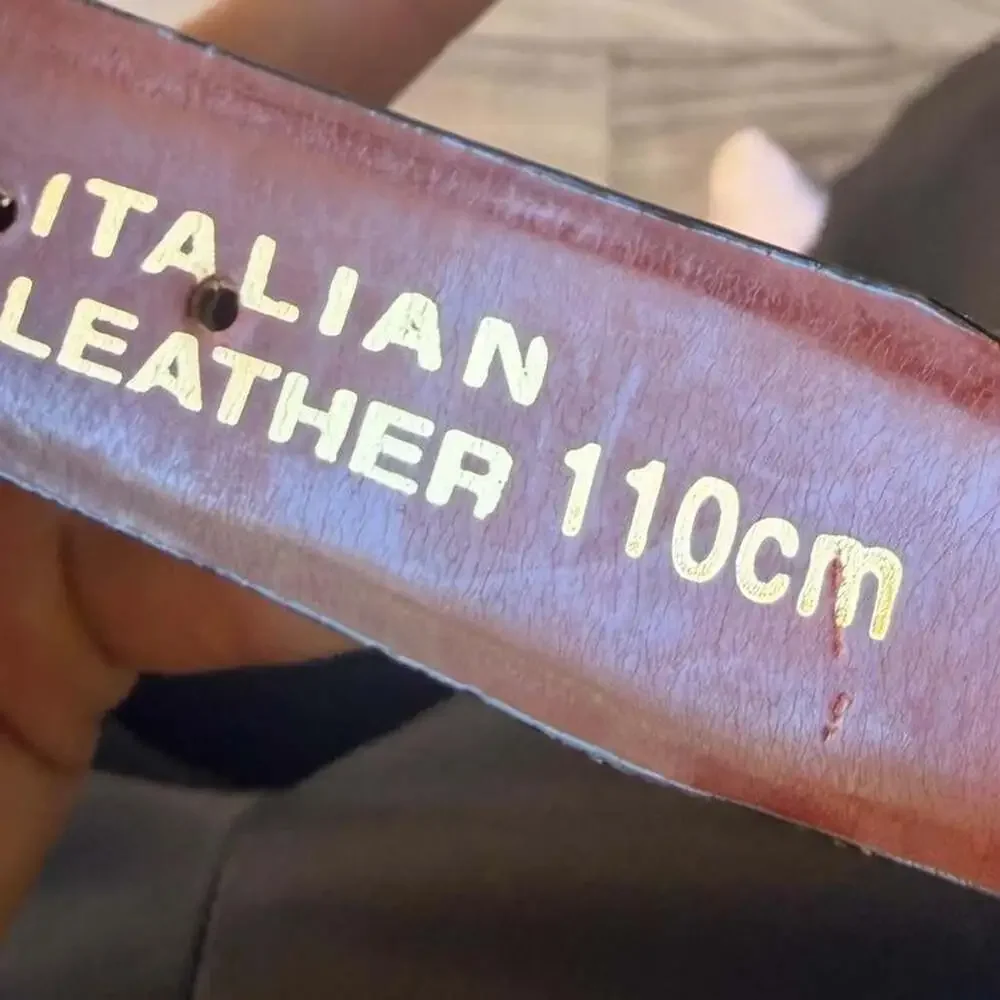 Rotary International Italian Leather Belt 110cm Gold Tone Buckle